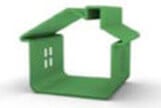 A green colored house cut out