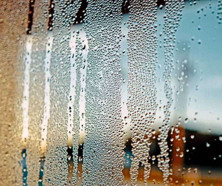 Condensation on a window indicating high humidity
